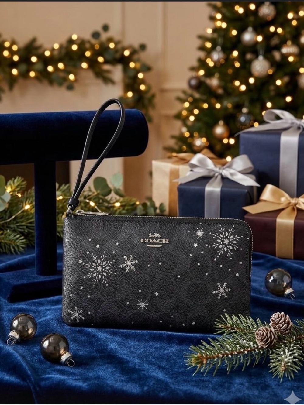 Coach Snowflake Double Zip Clutch/Wristlet